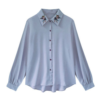 

Cartoon Embroidery Shirt Autumn New Fashion Women Blouse Long Sleeve Casual Tops Loose Shirt Blusas Feminina plus size