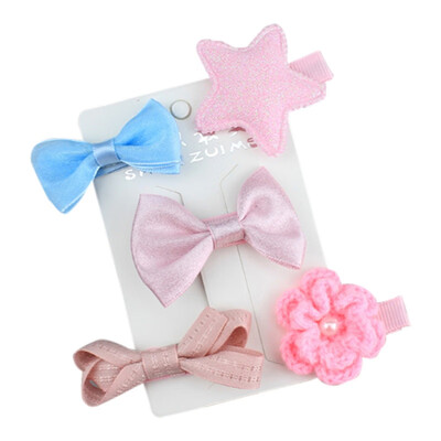 

5Pcs Girls Princess Barrettes Hair Accessories Kid Hair Clips Cute Cartoon Bow Design Children Hairpins