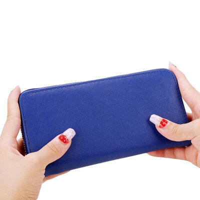 

Women Fashion Solid Color Zipper Long Purse Faux Leather Wristlet Clutch Wallet