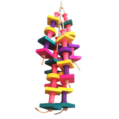 

Parrot Building Blocks Toys Wood Ladder Macaw Rainbow Bite String Toys Chewing Swing Toy For Small Medium And Large Parrots