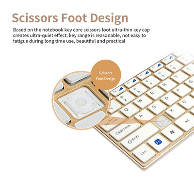 

24G Mini Wireless Keyboard&Mouse Combo Alloy Panel Keyboard&Mouse Set for PC Laptop Gold