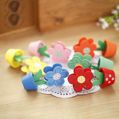 

Creative Flower Card Picture Memo Clip Holders Wood Flowerpot Desk Table Decor