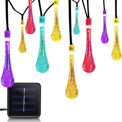 

〖Follure〗6m With 30 ABS LED Water Drop Solar Color Waterproof Light For GardenPatioHome