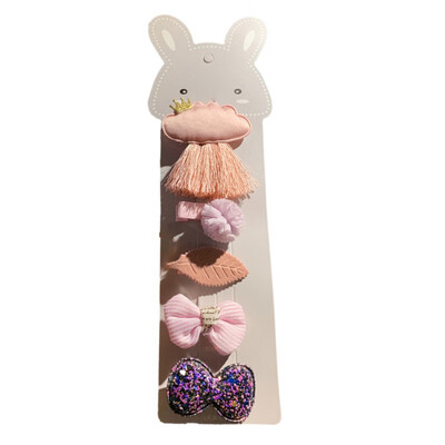 

5 Pcs Kids Infant Lovely Cute Fashion Hairpin Baby Girl Cartoon Flower Bow Motifs Clip Set Beautiful Hair Accessories