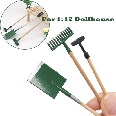 

YIWULA3pcs 112 Dollhouse Miniature Garden Tools Shovel Rake Spade Mini Decor 36in