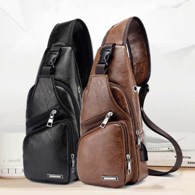 

Mens Crossbody Bags USB Chest Bag Designer Messenger bag Leather Shoulder Bags Diagonal Package 2020 new Back Pack Travel