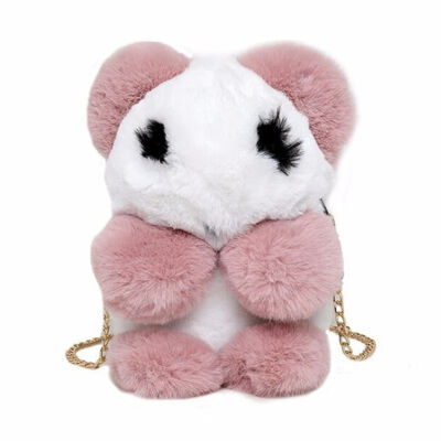 

Cartoon cute plush summer shoulder messenger bag soft sister student mobile phone bag new panda girl mini bag