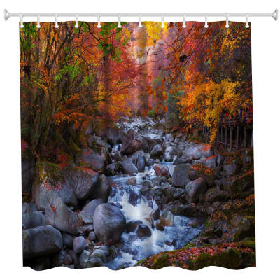 

Springs Polyester Shower Curtain Bathroom Curtain High Definition 3D Printing Water-Proof