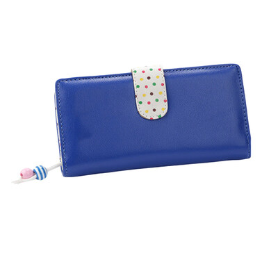 

Casual Women Beads Hanging Dot Pattern Long Zip Buckle Wallet 2-Fold Coin Purse