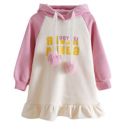 

Girls Hooded Dress Long Sleeve Baby Girl Clothes Letter Autumn Winter Kids Dresses for Girls Costume Princess Dress