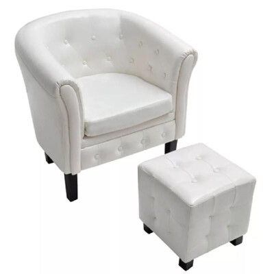 

Artificial Leather Tub Chair Armchair with Footrest White