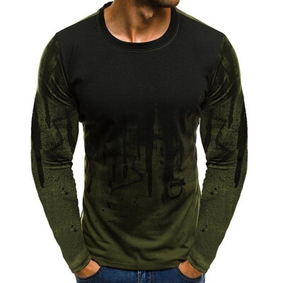 

2019 Korean T-shirt Camouflage Printed Bottoming Shirt Fashion Slim T-shirt Mens Shirt -3XL