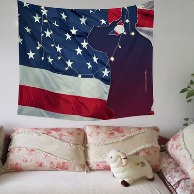 

Toponeto Independence Day Print Family Tapestry Light String Combination Wall Decor15x2m