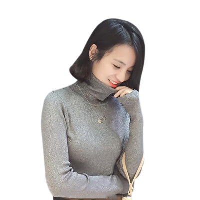 

Turtleneck Autumn Winter Bottom Sweater Women Knitted Sweater Slim Solid Color Long-Sleeved Fashion Pullover Sweater