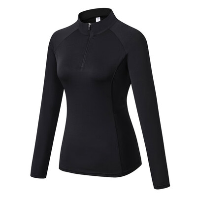 

T-Shirt Women Autumn Zipper Long Sleeve Sports Fitness Training Quick-Drying Clothes Stand Collar Slim T-Shirt Tops haut femme