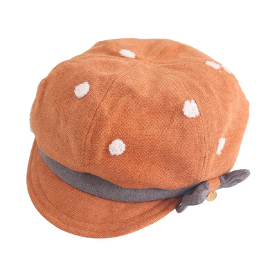 

Fashion Children Dot Pattern Classic Retro Style Baby Fashion Cap Toddler Girl Autumn Bowknot Berets Hat