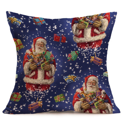 

〖Follure〗Merry Christmas Linen Santa Pillow Cases Sofa Cushion Cover Home Decoration