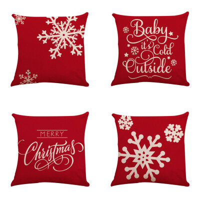 

Tailored 4PC Cotton Linen Christmas Zipper Closure Pillow Case Throw Cushion Cover Home