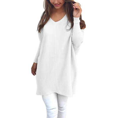 

2017 Women V-Neck Chunky Knitted Oversized Baggy Sweaters Thin Jumper Tops Outwear jeaz