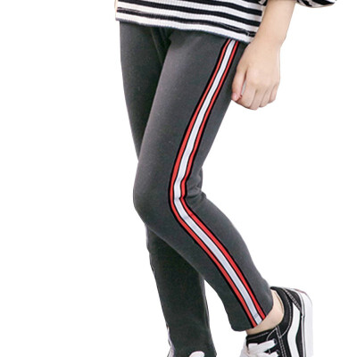 

6Colors Cotton Trousers Children Girls Sports Casual Pants Solid Color Striped Leggings Ninth Pants Children Clothing 3-9T