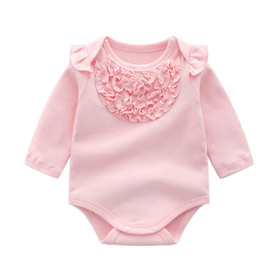 

Autumn Winter Baby Girl Bodysuits Casual Long Sleeve Solid Color Bodysuits Kids Girl Body suits