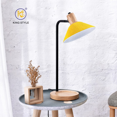 

Nordic style solid wood lamp creative study bedroom bedside night light