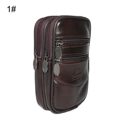 

Casual Men Elderly Waterproof Multi Zip Phone Waist Bag Faux Leather Coin Purse
