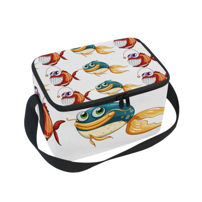 

ALAZA Insulated Lunch Box Smile Shark Lunch Bag for Men Women Portable Tote Bag Cooler Bag