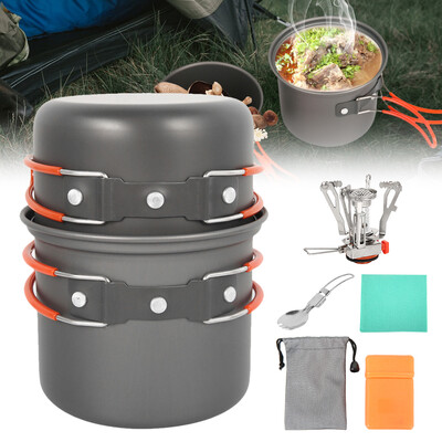 

Camping Cookware Set With Stove And Pan for 1-2 People - Portable Campfire