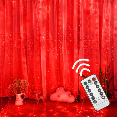 

Siaonvr Curtain Stripe Lights 300LED 8 Modes Remote Control Fairy String Lights Decora