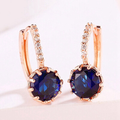 

Yellow Gold Round Flower Topaz Zircon Hoop Women Party Earrings Creative Zircon Ear Buckle Jewelry Temperament Ear Jewelry
