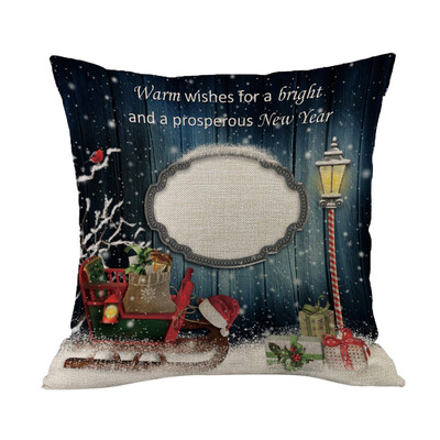 

Tailored Happy Christmas Pillow Cases Linen Sofa Cushion Cover Home Decor Pillow Core
