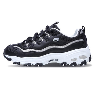 

Skechers Panda Casual Shoes Womens Dlites Thickness Raised Vintage 11923 BKSL BlackSilver 39