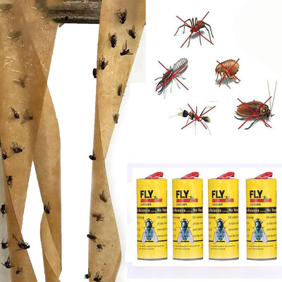 

JPGIF 4 Rolls Sticky Fly Paper Eliminate Flies Insect Bug Glue Paper Catcher Trap
