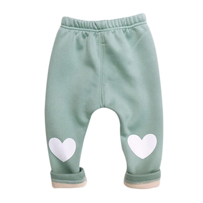 

Warm Plus Velvet Kids Trousers Children Pants Autumn Winter Baby Girls Leggings Heart Print Girls Pants