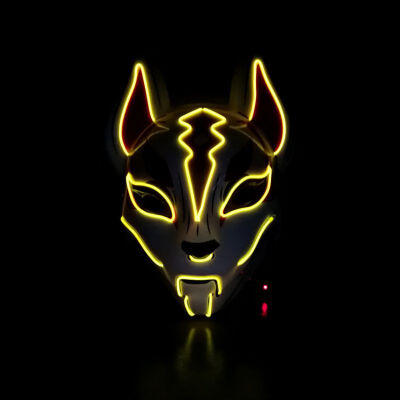 

Fox Face Mask Creative Halloween Glowing Mask Masquerade Bar Party Performance Fearsome Night Light Mask