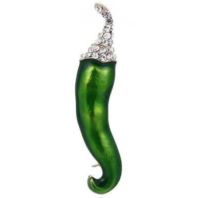 

Vivid Green Red Color Pepper Brooch Chili Vegetables Brooches For Women Girls Suit Dress Accessories Gold Color Pins