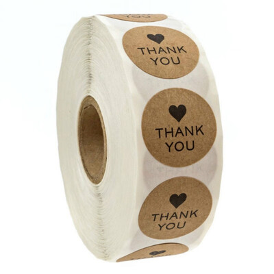 

500pcs Adhesive Labels Per Roll Round Thank You Gift Tags Holiday Present Stickers festival sticker label For Party Gift