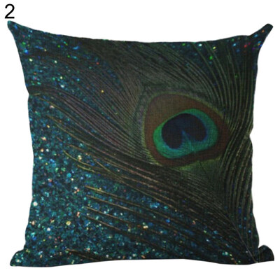 

Peacock Linen Throw Pillow Case Cushion Cover Sofa Bed Car Cafe Office Decor
