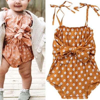 

Baby Rompers Summer Infant Baby Girl Floral Print Clothes Lace Up Jumpsuit Romper Outfits Set