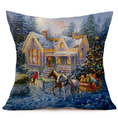 

〖Follure〗Merry Christmas Linen Pillow Cases Sofa Cushion Cover Home Decoration