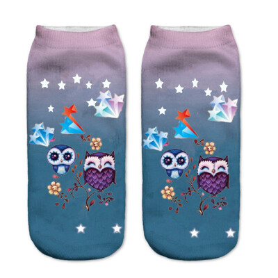 

Women Harajuku Cute Cotton 3D Print Owl Low Cut Ankle Socks