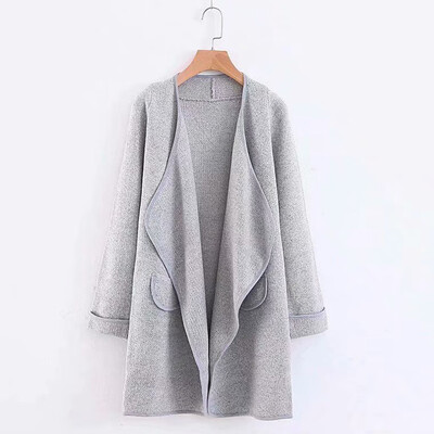 

Tailored Women Fashion Casual Autumn Solid Long Sleeve Knitted Cardigan Jacket Coat