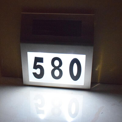 

Cross-border dedicated solar stainless steel house number lamp 2LED wall-mounted house number indicator light garden wall lamp