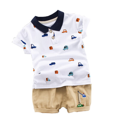 

Summer Baby Boys Clothes Casual Short Sleeve Cartoon Car Print Tops T-shirtShorts Kid Clothes Sets