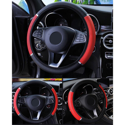 

2019 Leather Car Steering Wheel Cover Anti-slip Protector 37-38cm Blueblack Hot