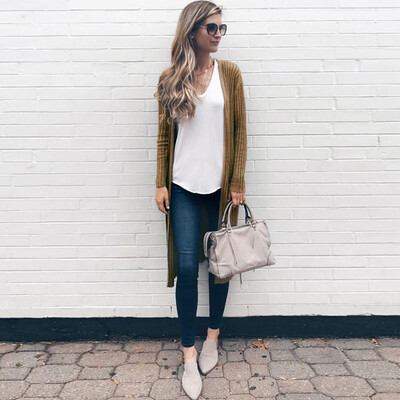 

Fashion Women Knitted Cardigan Coat Sweater Open Front Long Sleeve Pockets Solid Loose Long Outerwear Coat