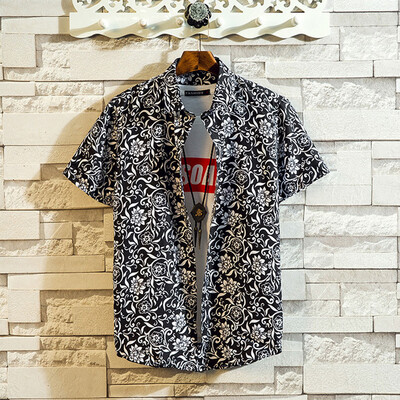

Tailored Mens Summer Fashion Shirts Casual Short Sleeve Beach Tops Loose Casual Blouse