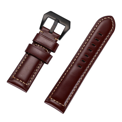 

〖Follure〗Smooth Leather Padded Replacement Watch Band Buckle Wrist Band Strap 22 MM