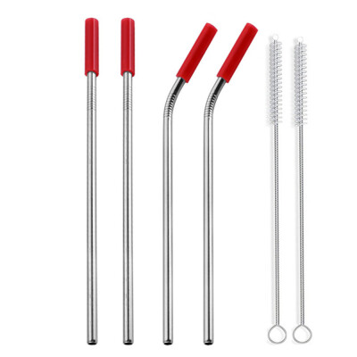 

Toponeto Reusable Stainless Steel Metal Drinking Straws With Cleaning Brushes